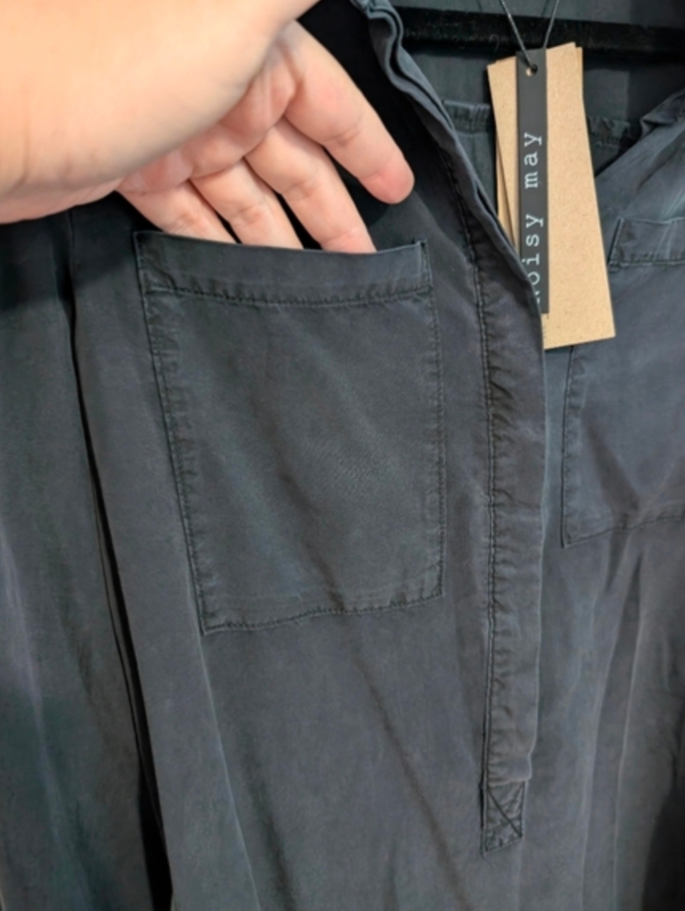 Nwt Noisy May Button-Front Shirt Dress in Washed Black 🐈⬛🖤🐈⬛ Size Small - Picture 6 of 10